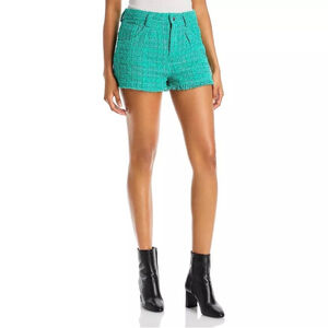 IRO NWT ESTA Tweed Cotton Blend Shorts Size 44 Lined 38" Waist Cotton Green $345